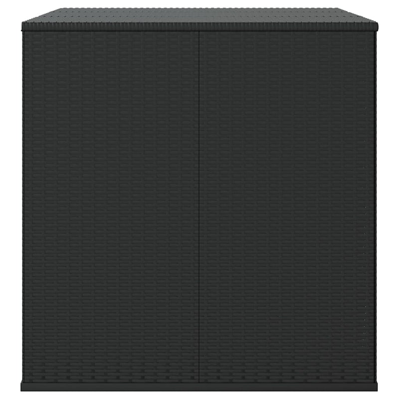 Ladă de perne pentru grădină, negru, 145x100x103 cm, PE ratan