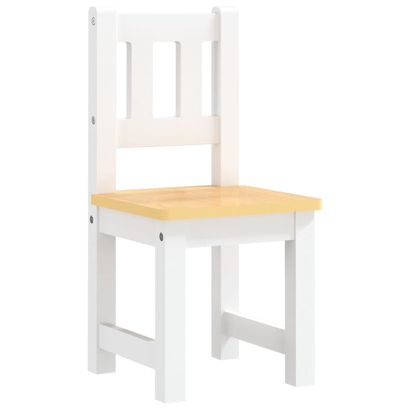 Set masă&scaune pentru copii, 3 piese, alb și bej, MDF