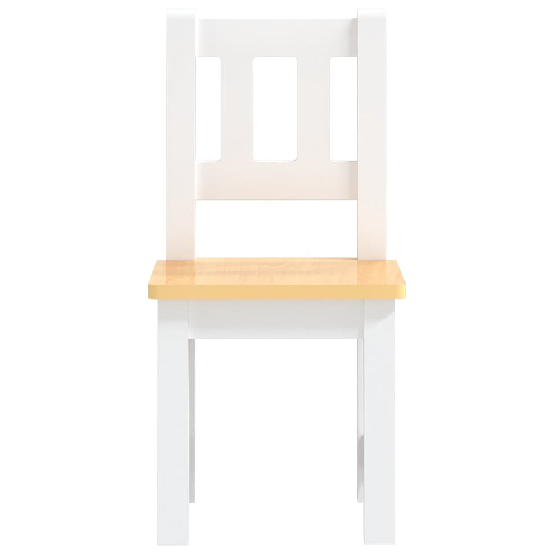 Set masă&scaune pentru copii, 3 piese, alb și bej, MDF