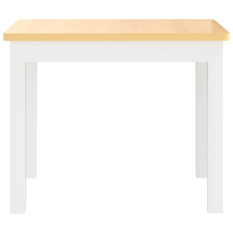 Set masă&scaune pentru copii, 3 piese, alb și bej, MDF