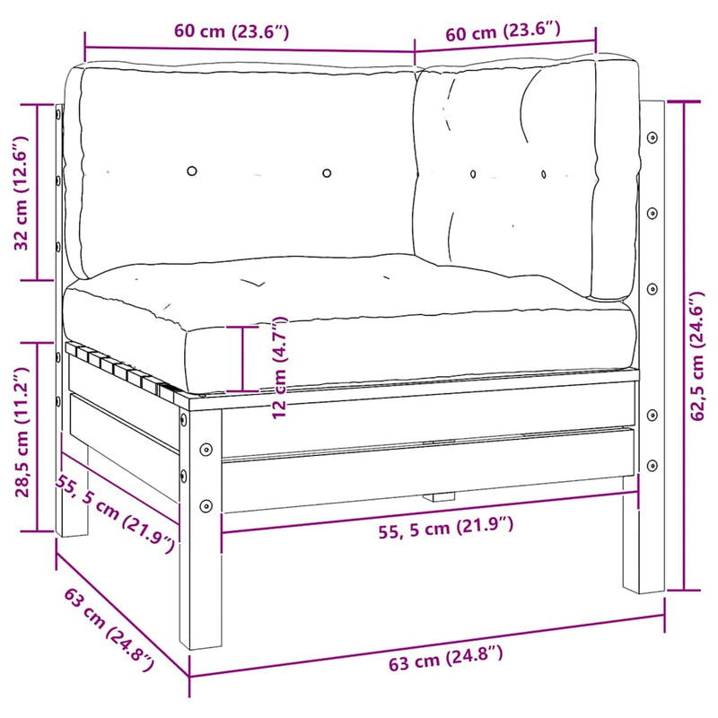 Set mobilier grădină cu perne crem, 3 piese, lemn masiv de pin