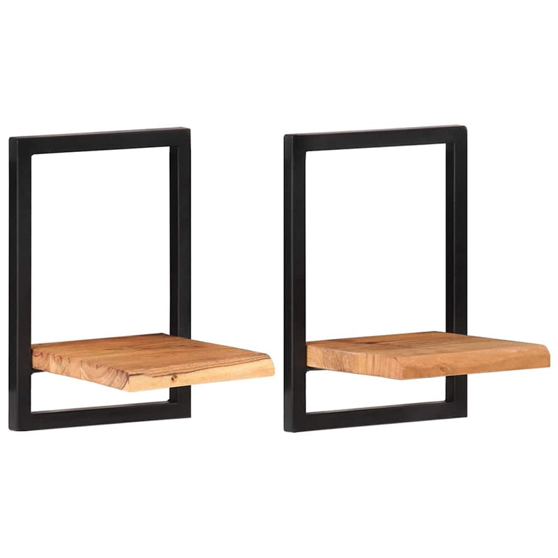 Rafturi de perete 2 buc. 25x25x35 cm lemn masiv acacia/oțel