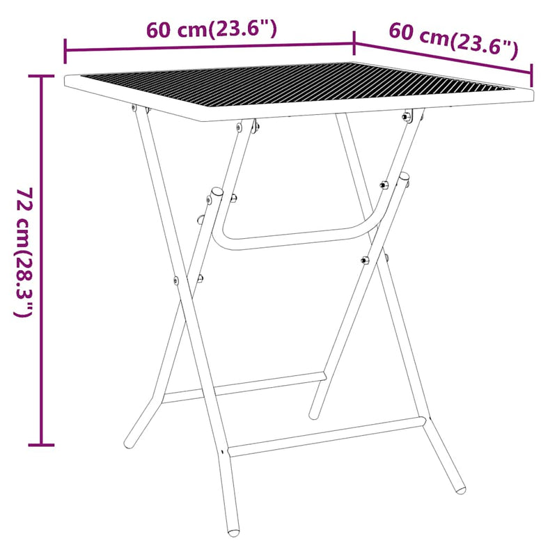 Masă de grădină antracit 60x60x72 cm plasă metalică expandată