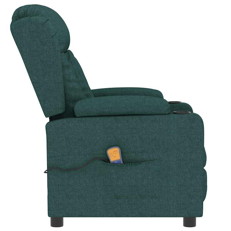 Fotoliu de masaj, verde închis, material textil