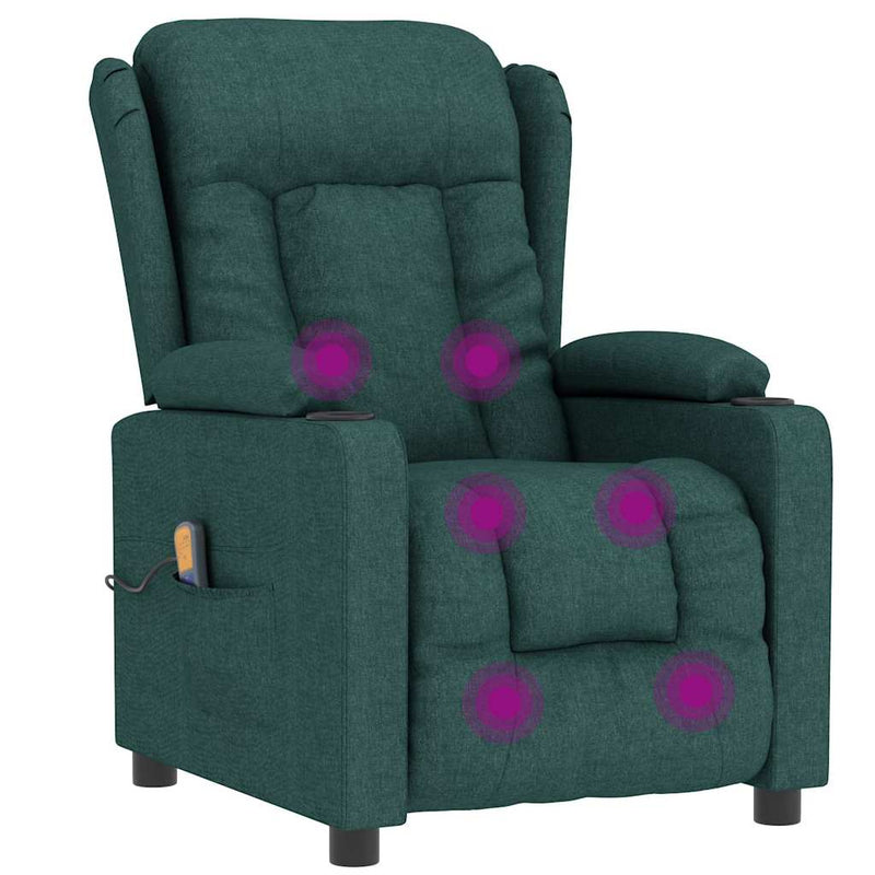 Fotoliu de masaj, verde închis, material textil