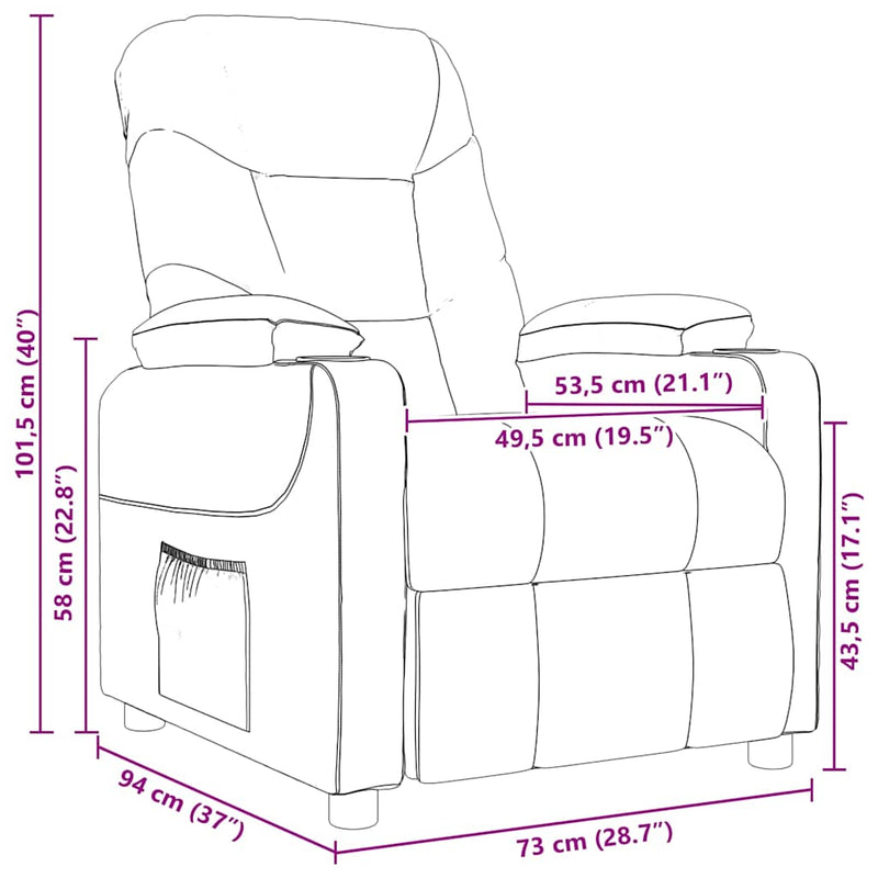 Fotoliu de masaj, maro închis, material textil