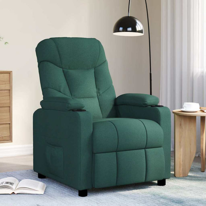 Fotoliu de masaj, verde închis, material textil