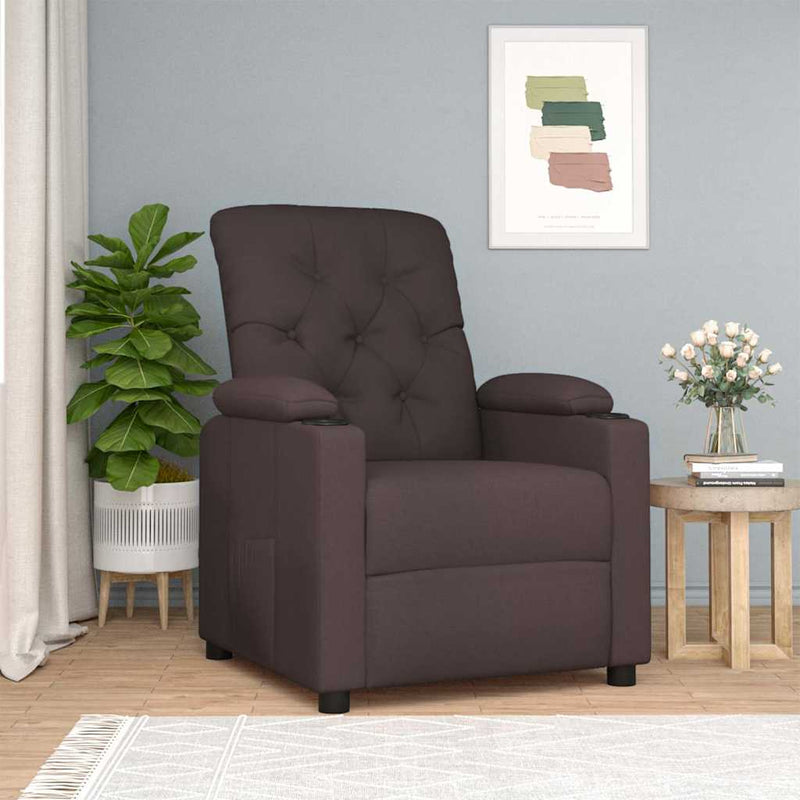 Fotoliu rabatabil, maro închis, material textil