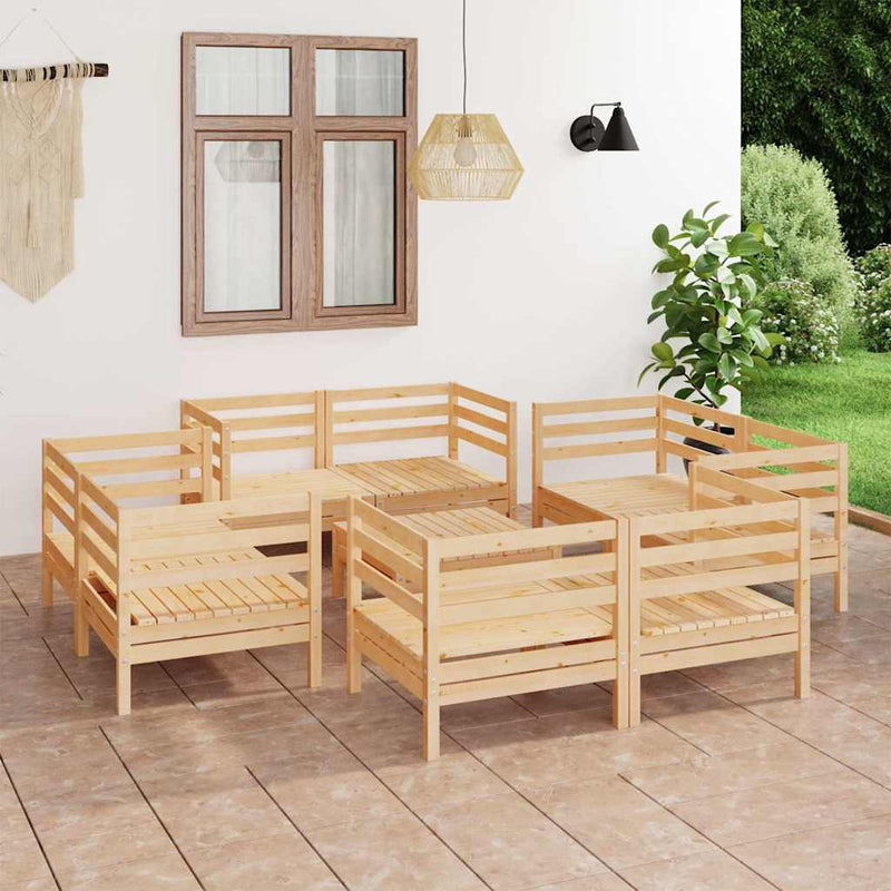 Set mobilier de grădină, 9 piese, lemn masiv de pin