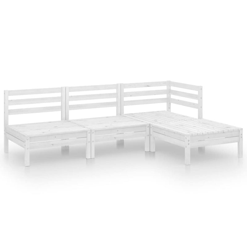 Set mobilier de grădină, 4 piese, alb, lemn masiv de pin
