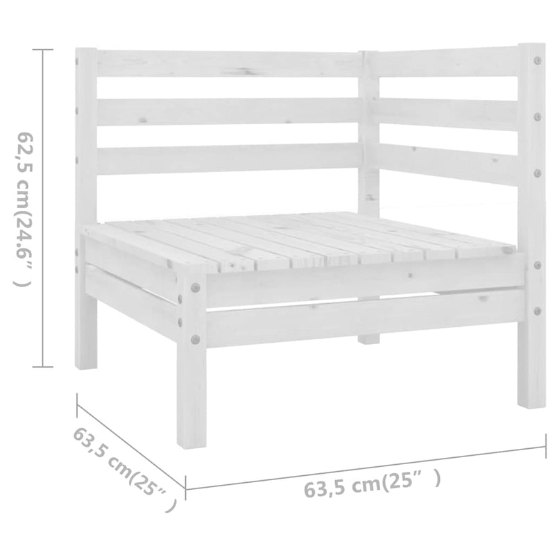 Set mobilier de grădină, 7 piese, alb, lemn masiv de pin