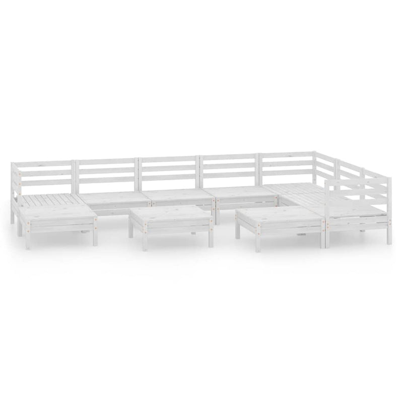 Set mobilier de grădină, 10 piese, alb, lemn masiv de pin
