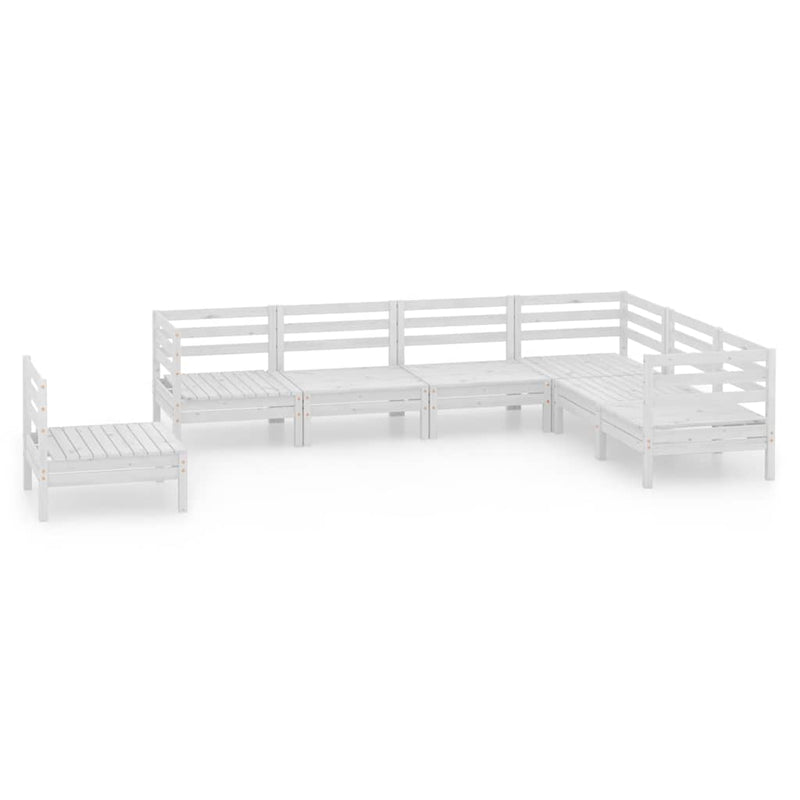 Set mobilier de grădină, 7 piese, alb, lemn masiv de pin
