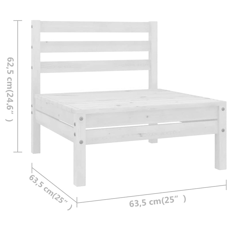 Set mobilier de grădină, 8 piese, alb, lemn masiv de pin