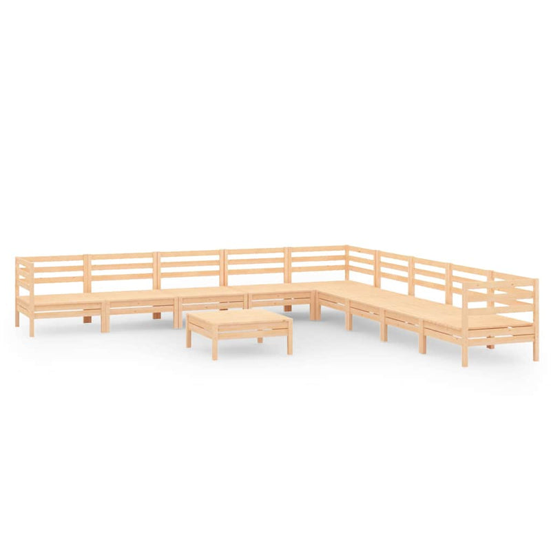 Set mobilier de grădină, 10 piese, lemn masiv de pin