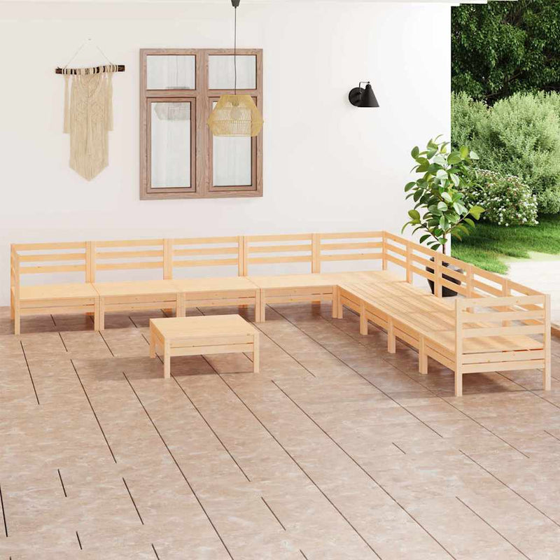 Set mobilier de grădină, 10 piese, lemn masiv de pin