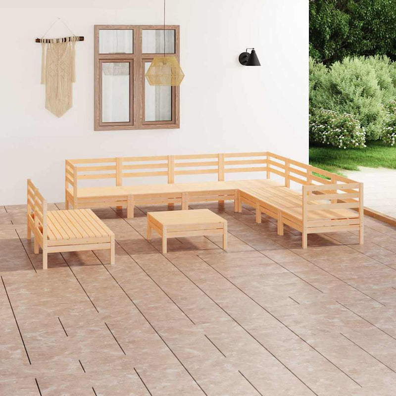 Set mobilier de grădină, 10 piese, lemn masiv de pin