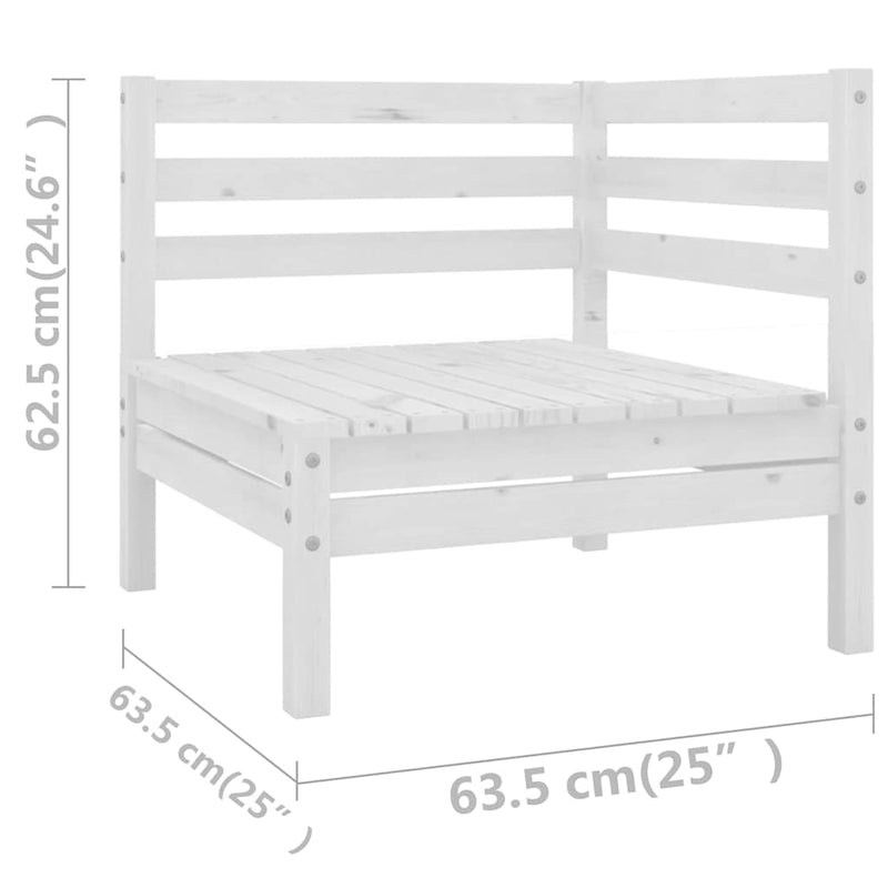 Set mobilier de grădină, 11 piese, alb, lemn masiv de pin