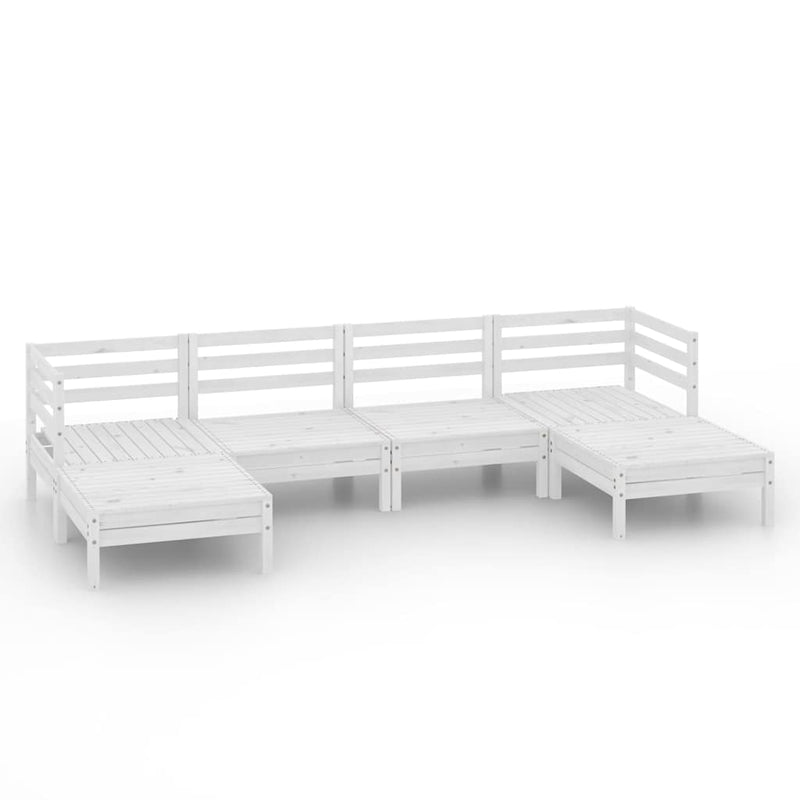 Set mobilier de grădină, 6 piese, alb, lemn masiv de pin