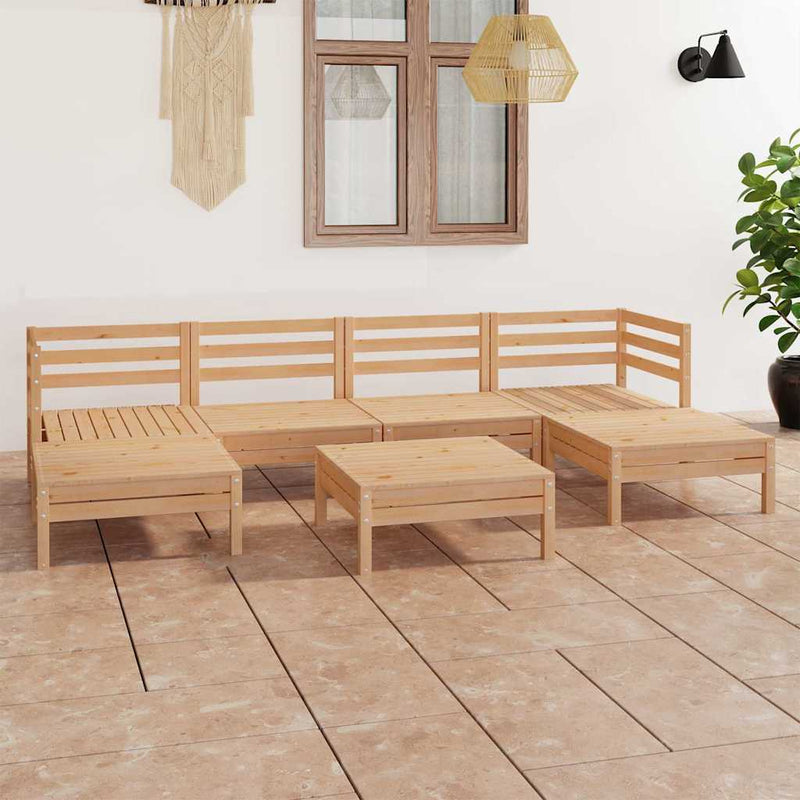 Set mobilier de grădină, 7 piese, lemn masiv de pin