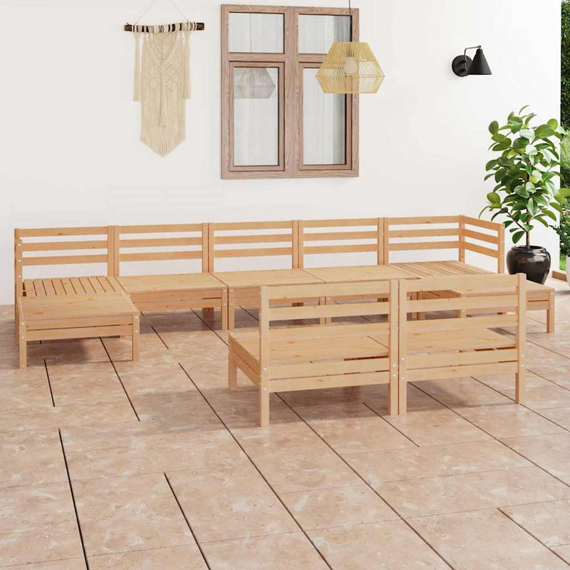 Set mobilier de grădină, 9 piese, lemn masiv de pin