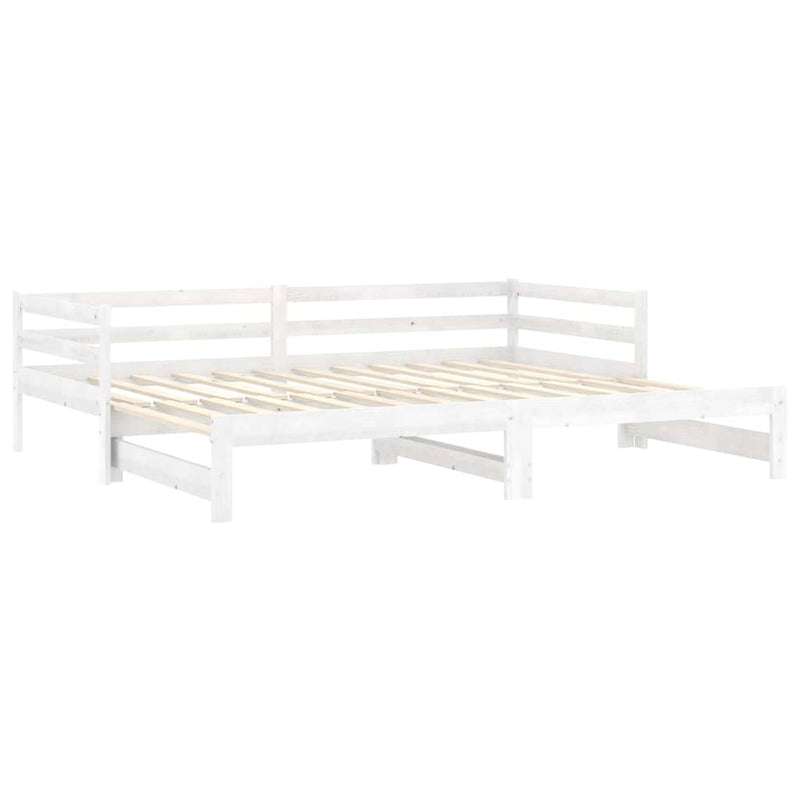 Pat extensibil de zi, 2x(90x200) cm, alb, lemn masiv de pin