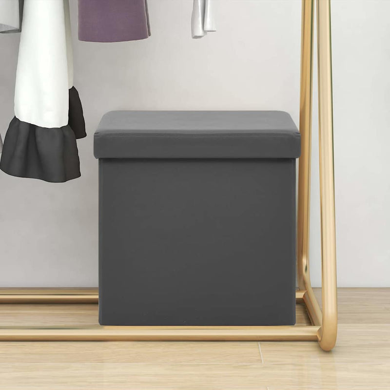 Taburet de depozitare pliabil, gri, PVC