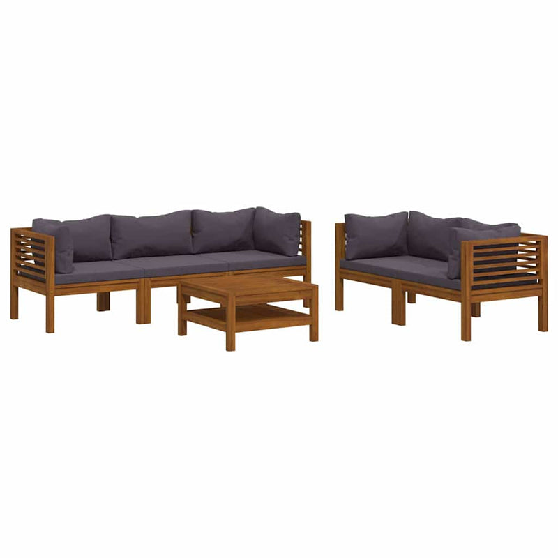 Set mobilier grădină cu perne, 6 piese, lemn masiv acacia