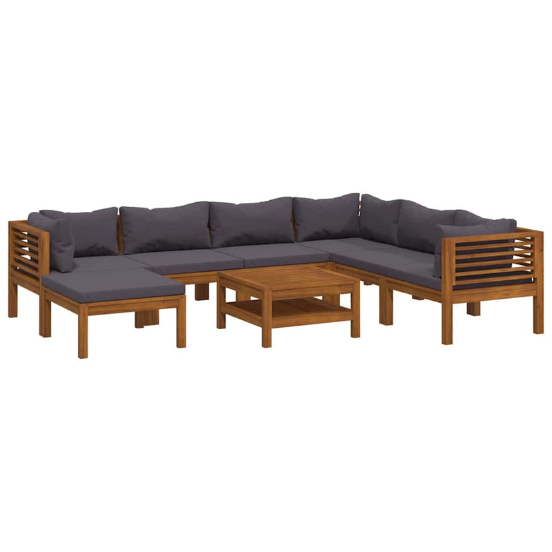 Set mobilier grădină cu perne, 8 piese, lemn masiv acacia