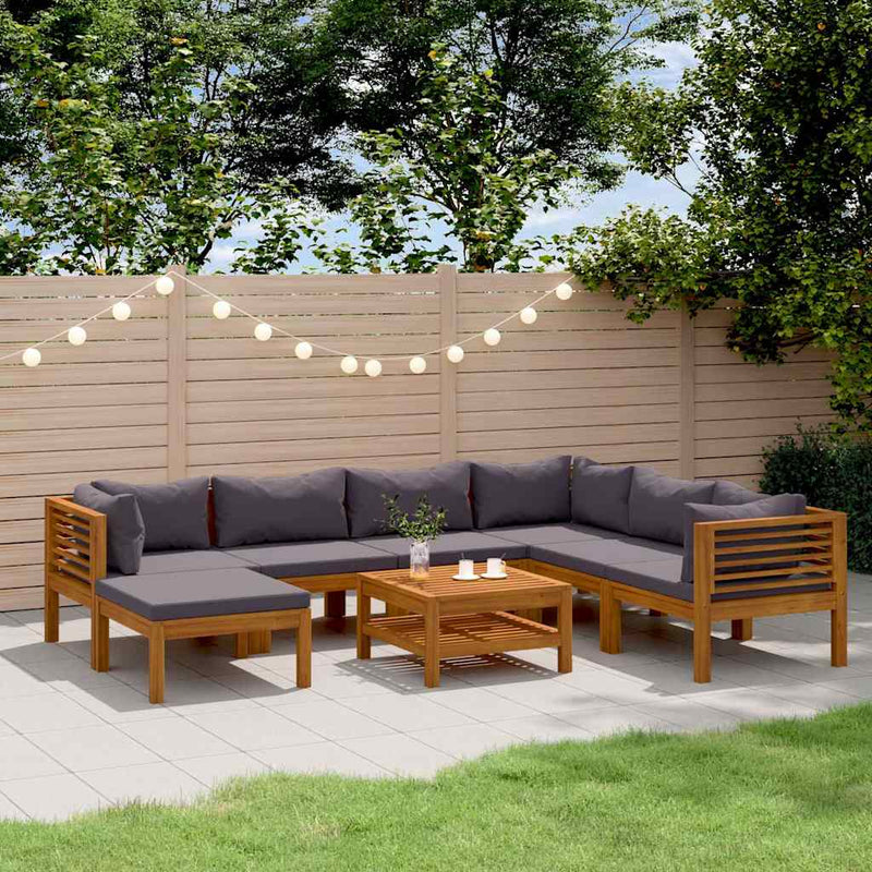 Set mobilier grădină cu perne, 8 piese, lemn masiv acacia