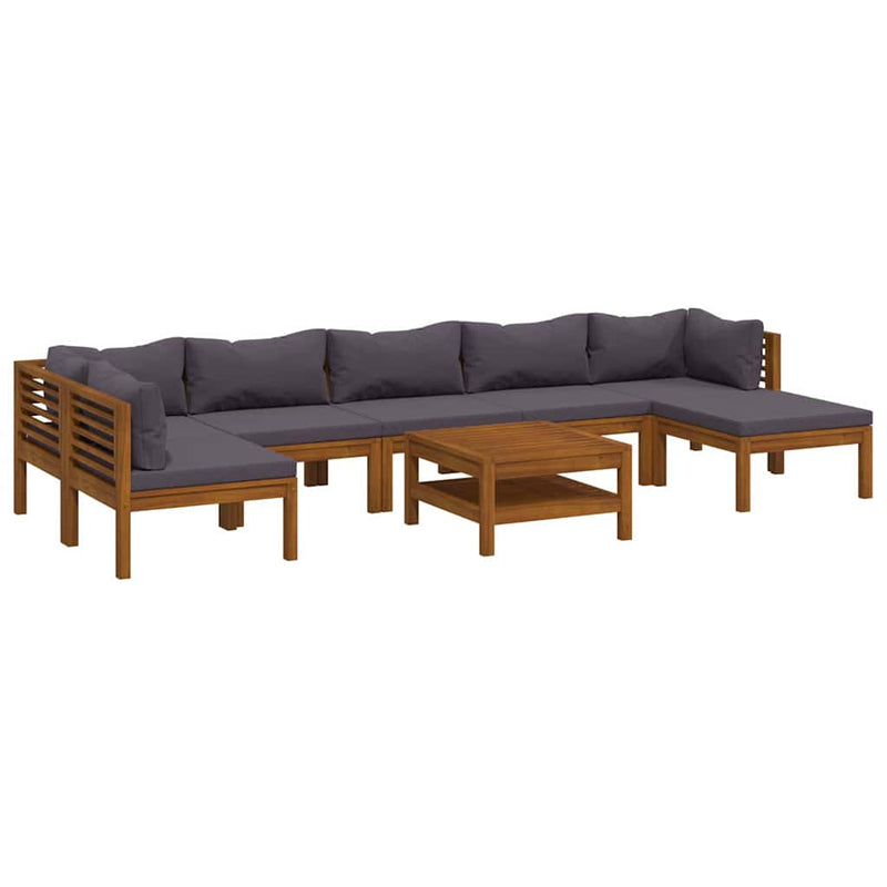 Set mobilier grădină cu perne, 8 piese, lemn masiv acacia