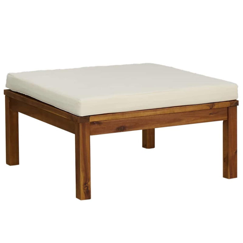 Set mobilier grădină cu perne crem, 4 piese, lemn masiv acacia