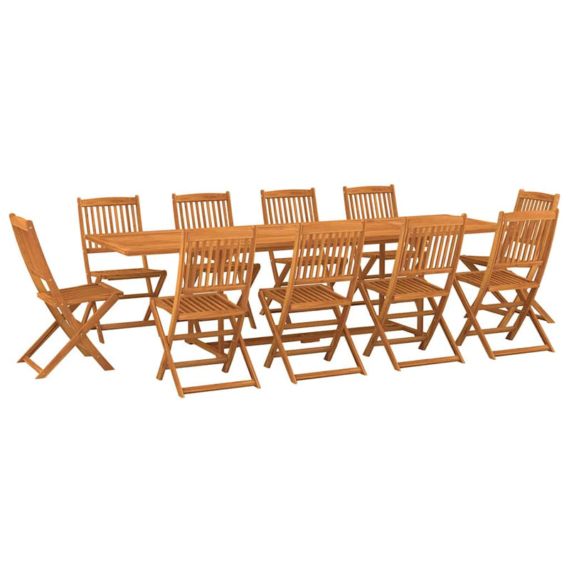 Set mobilier de grădină 11 piese 280x90x75cm, lemn masiv acacia