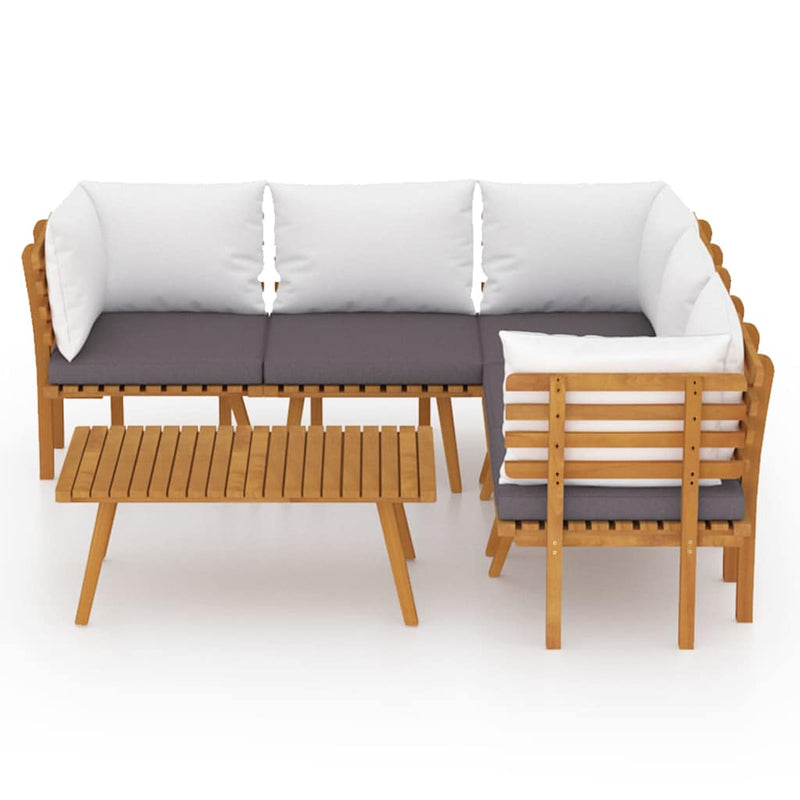 Set mobilier de grădină cu perne, 6 piese, lemn masiv acacia