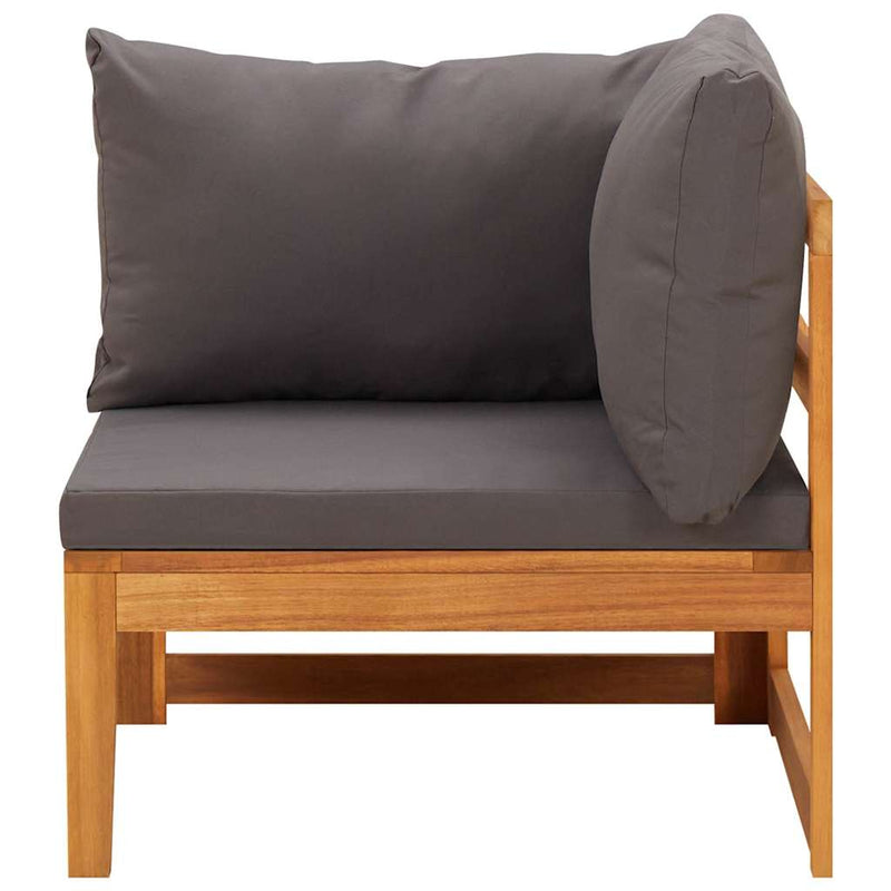 Set mobilier grădină cu perne gri închis, 4 piese, lemn acacia