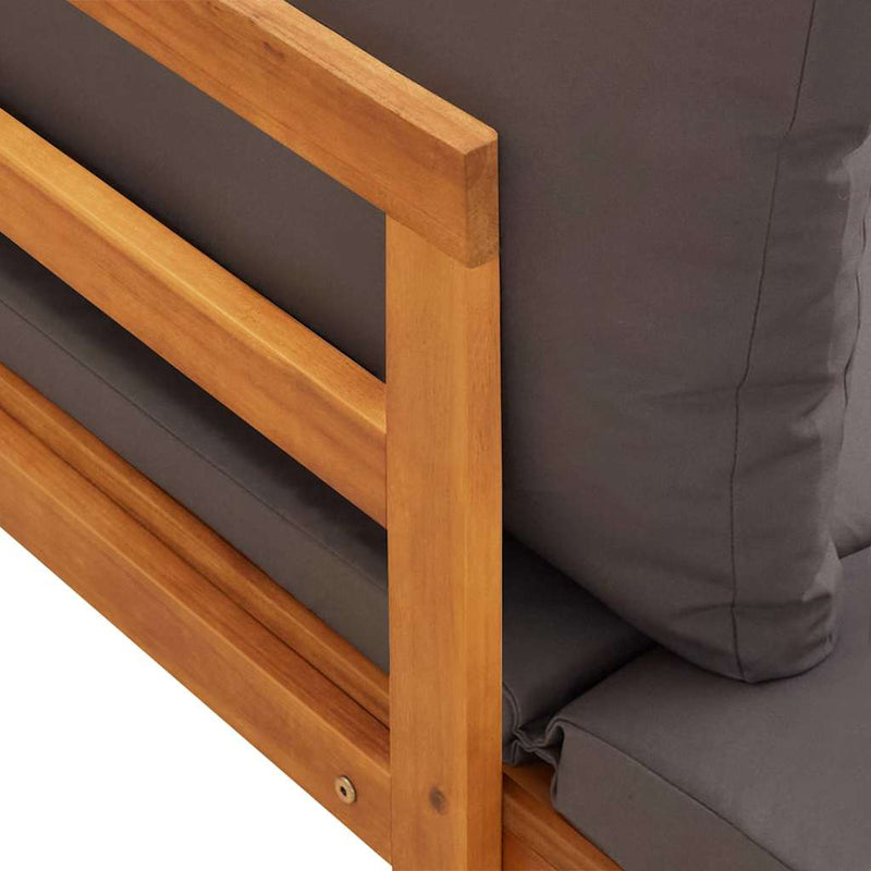 Set mobilier grădină cu perne gri închis, 4 piese, lemn acacia