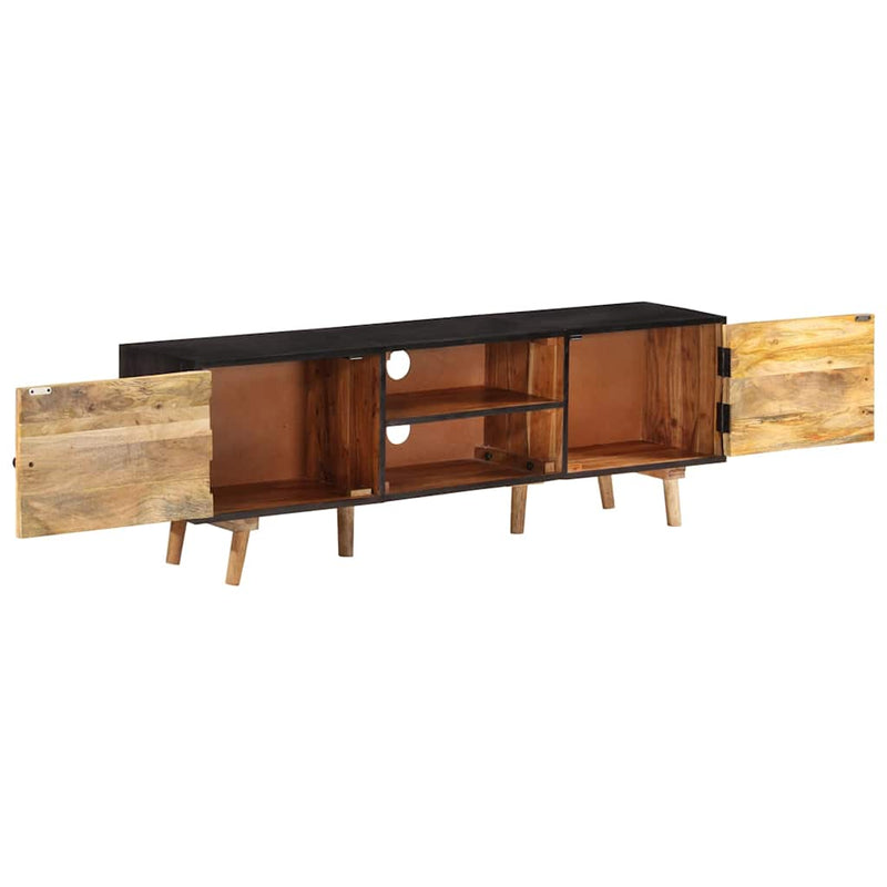 Comodă TV, 140x30x46 cm, lemn mango nefinisat/lemn masiv acacia