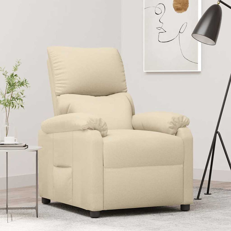 Fotoliu rabatabil, crem, material textil