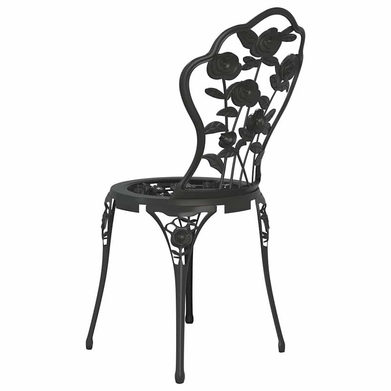Set mobilier bistro, 3 piese, negru, aluminiu turnat