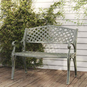 Bancă de grădină, verde, 102 cm, aluminiu turnat