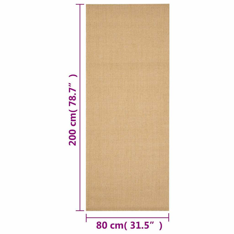 Covor din sisal, natural, 80x200 cm