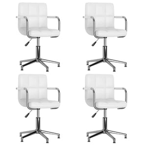 Scaune de masă pivotante, 4 buc., alb, piele ecologică