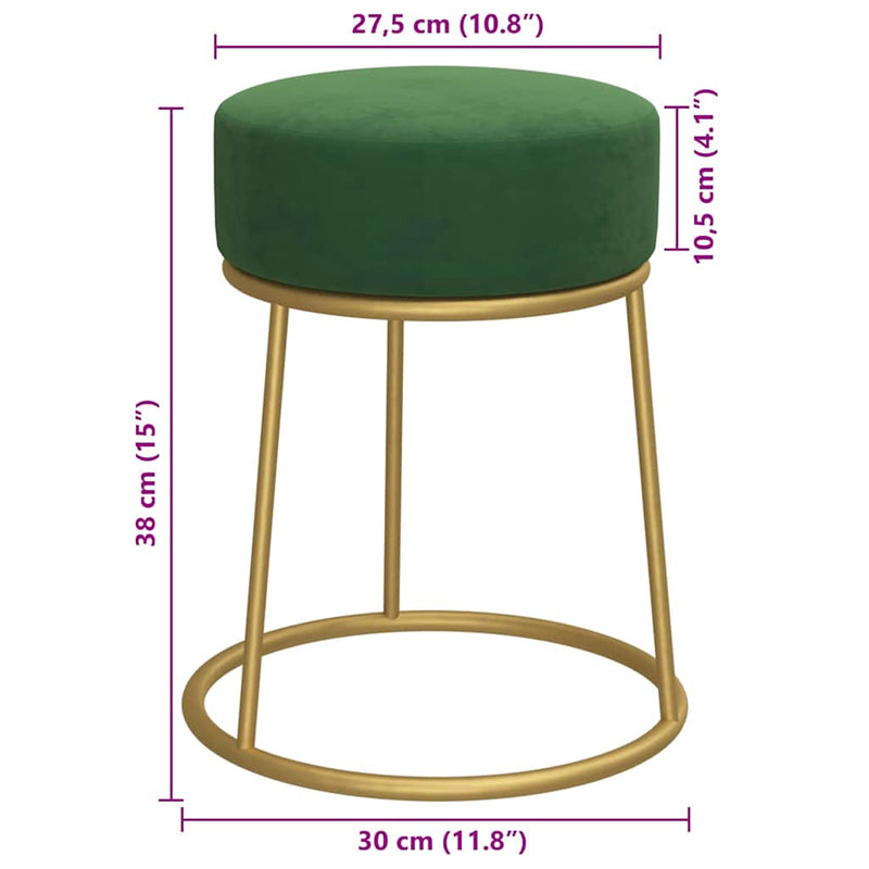 Taburet rotund, verde, catifea