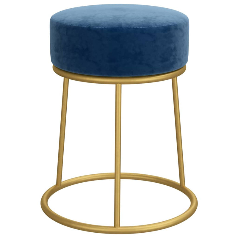 Taburet rotund, albastru, catifea