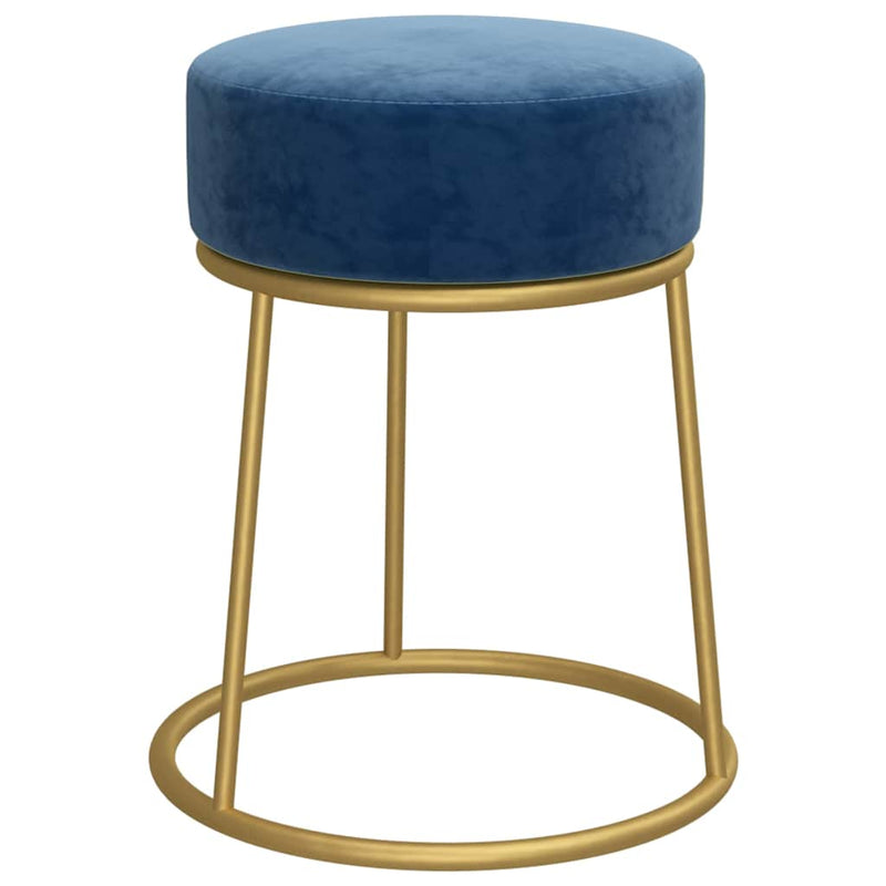 Taburet rotund, albastru, catifea