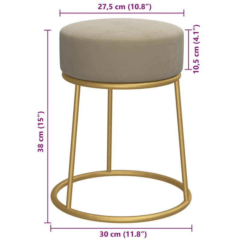 Taburet rotund, gri închis, catifea