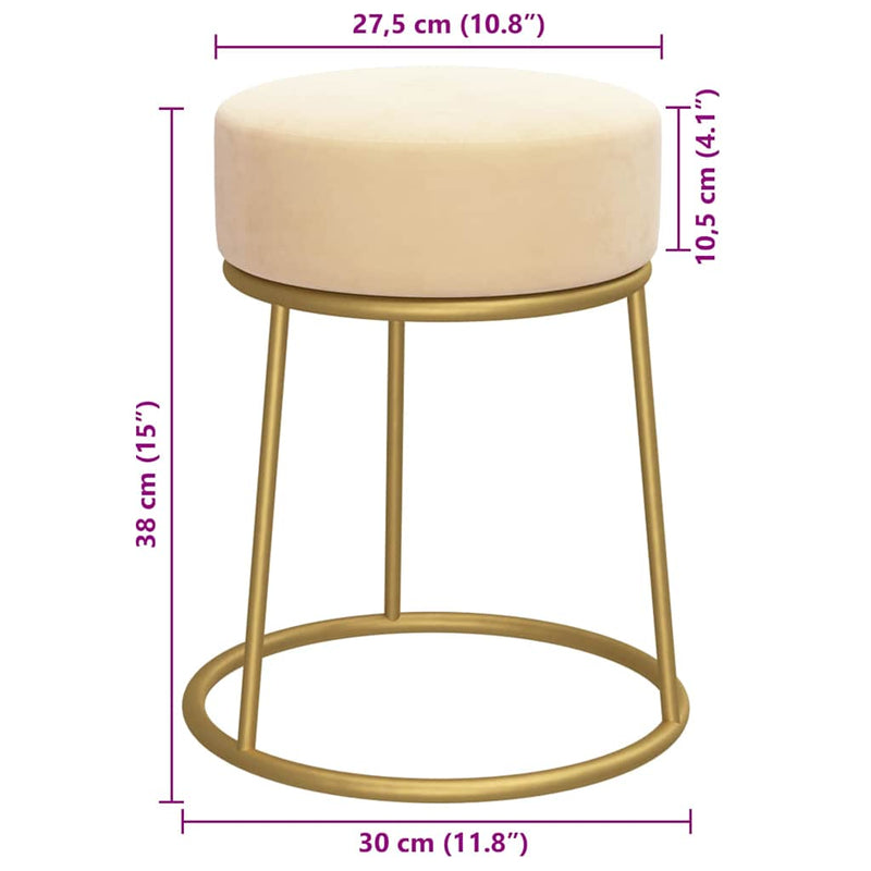 Taburet rotund, culoarea caisei, catifea