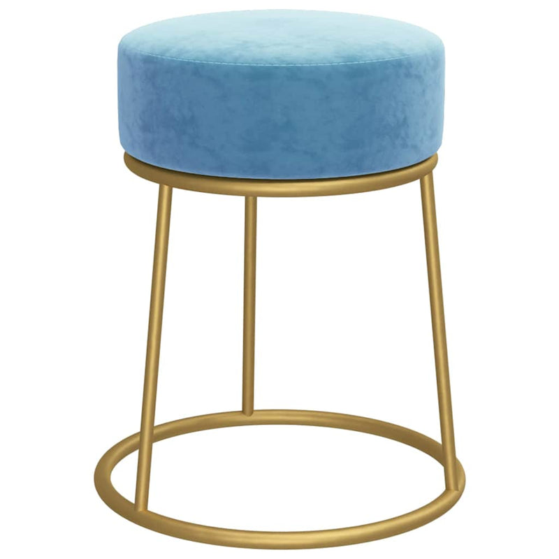 Taburet rotund, albastru deschis, catifea