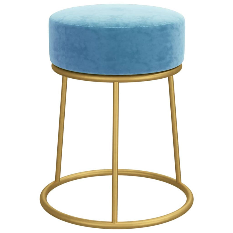 Taburet rotund, albastru deschis, catifea