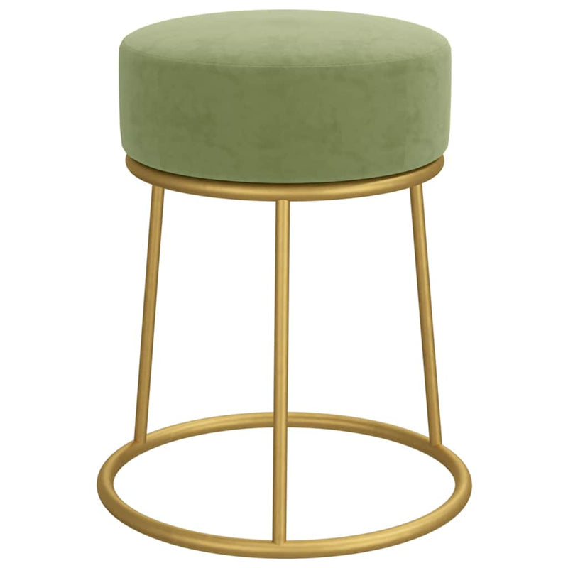 Taburet rotund, verde muştar, catifea